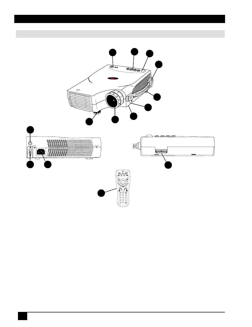 Part identification, Introduction, Part identification 14 | Multimedia projector mp7630, A t ex as in st ru me nt s p ro du ct | Toshiba MP7630 User Manual | Page 8 / 40