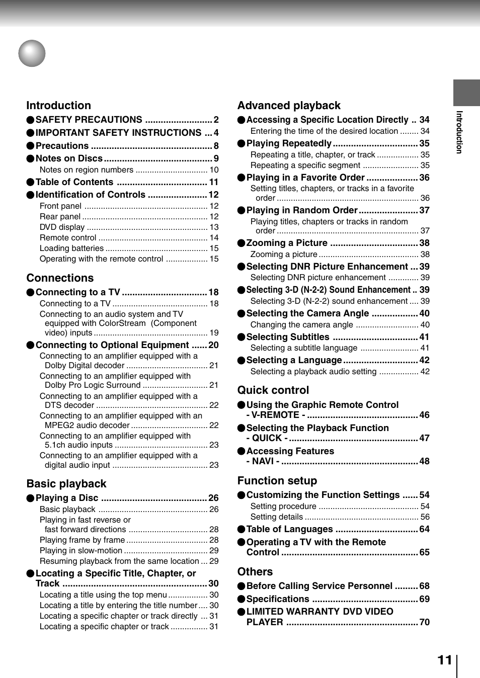 Toshiba SD-4205 User Manual | Page 11 / 69