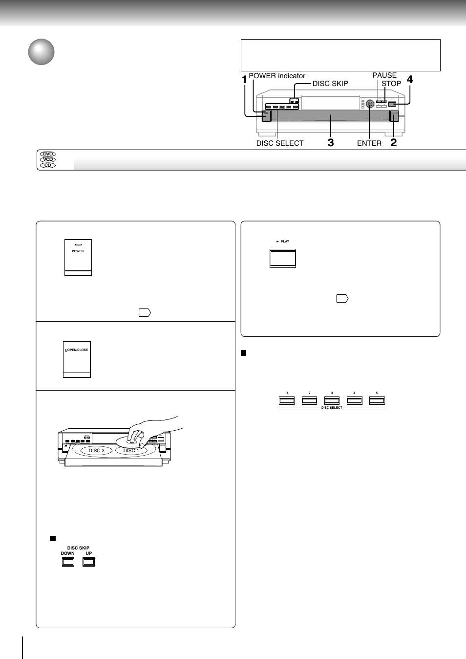 Playing a disc, Basic playback | Toshiba SD-4205 User Manual | Page 24 / 69