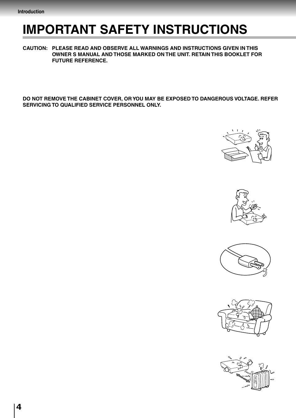 Important safety instructions | Toshiba SD-4205 User Manual | Page 4 / 69