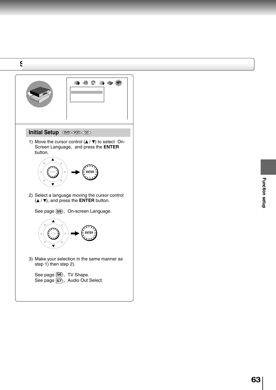 Setting details, Initial setup | Toshiba SD-4205 User Manual | Page 59 / 69