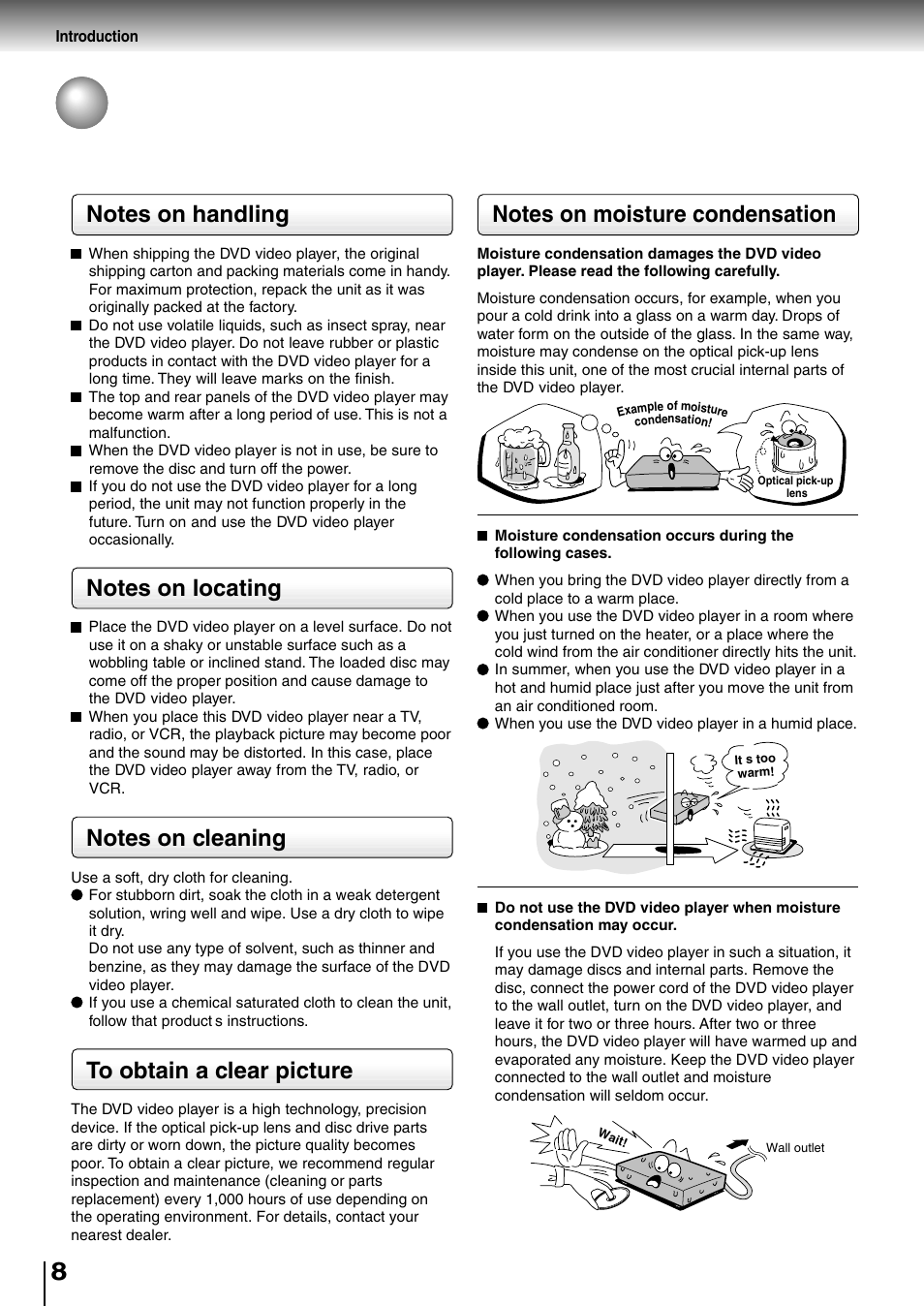 Precautions | Toshiba SD-4205 User Manual | Page 8 / 69