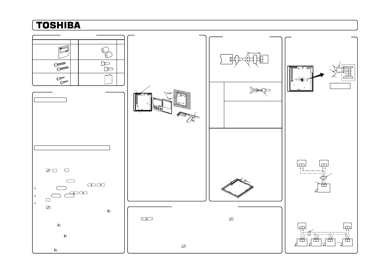 Installation manual, Accessory parts ho w to install remote controller, Remote controller test run setup | Requirement to install the remote controller, How to perform cabling of the remote controller | Toshiba R410A User Manual | Page 81 / 88