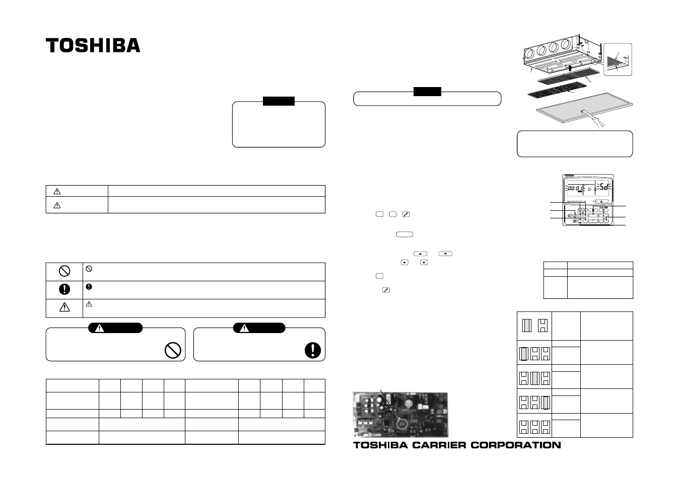 Concealed duct type, Safety cautions, Specifications | Installation of filter sold separately, Maintenance of filter sold separately | Toshiba R410A User Manual | Page 87 / 88