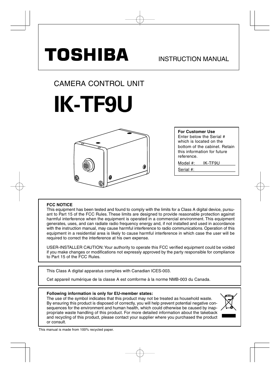 Toshiba IK-TF9U User Manual | 34 pages