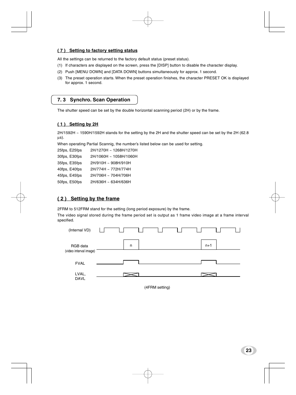 23 7. 3 synchro. scan operation, 2 ) setting by the frame | Toshiba IK-TF9U User Manual | Page 23 / 34