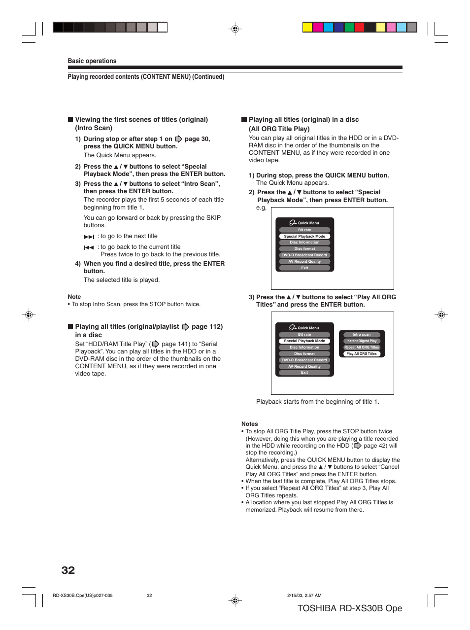 Toshiba rd-xs30b ope | Toshiba RD-XS30B User Manual | Page 32 / 60