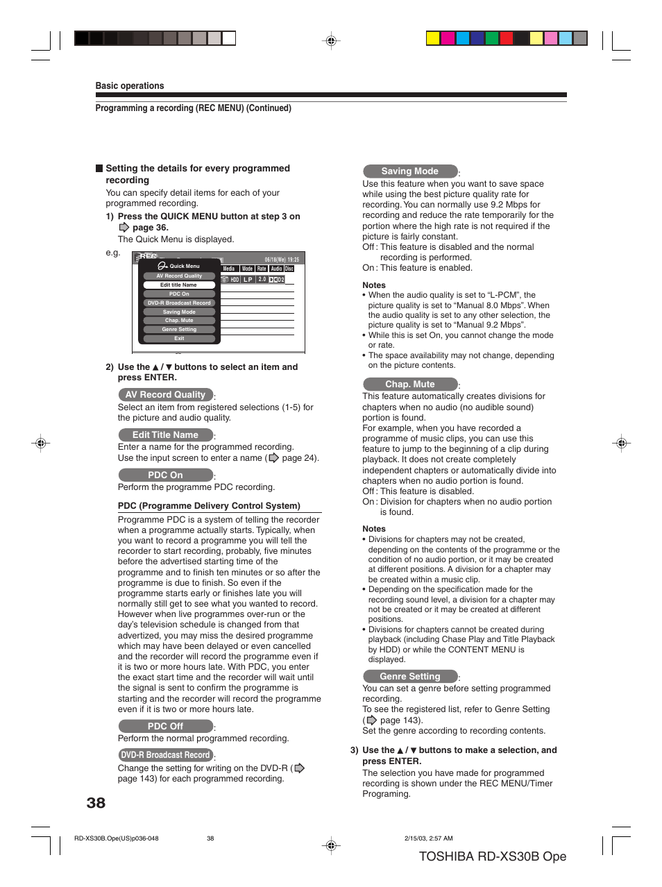 Toshiba rd-xs30b ope | Toshiba RD-XS30B User Manual | Page 38 / 60