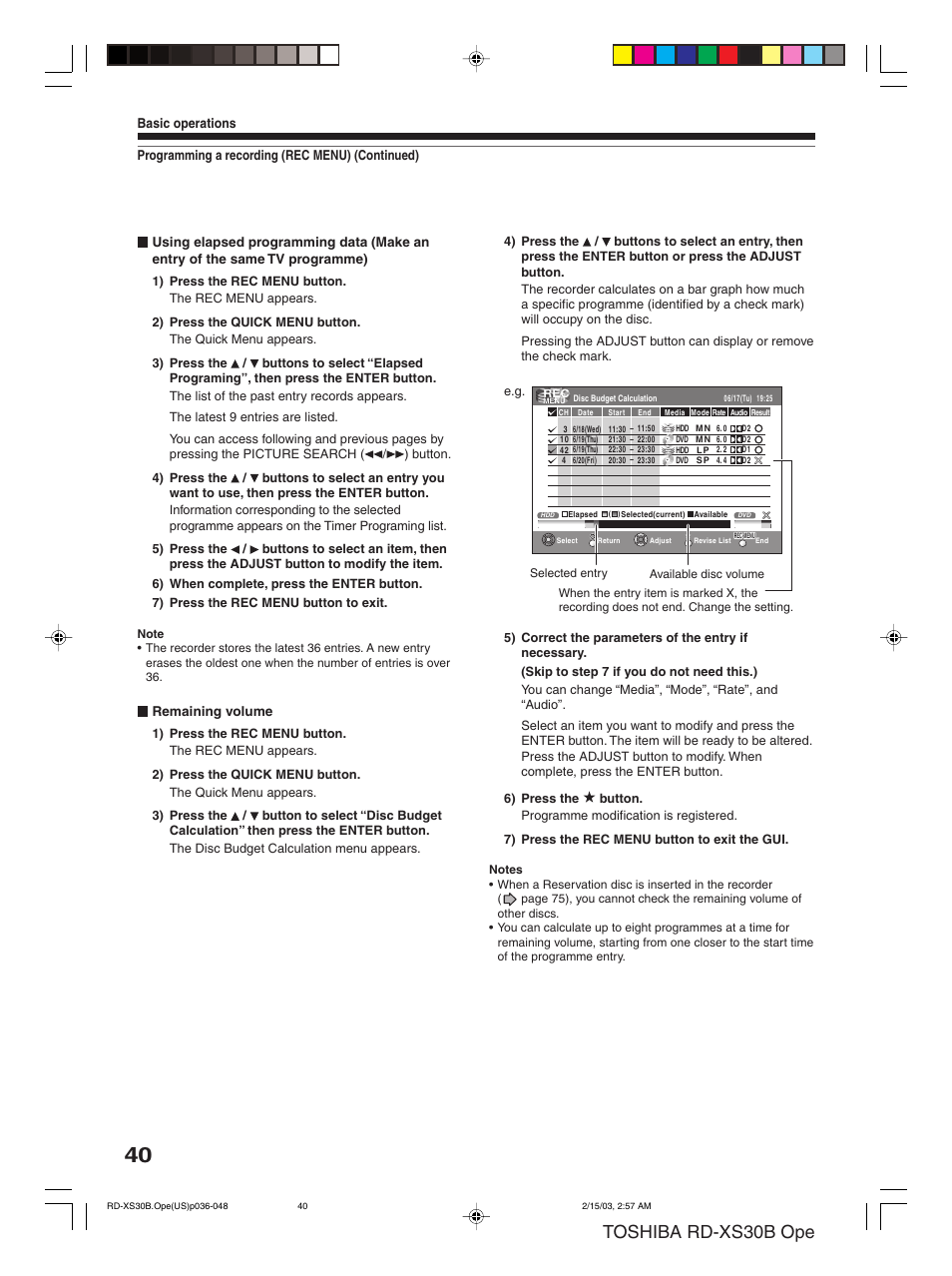 Toshiba rd-xs30b ope | Toshiba RD-XS30B User Manual | Page 40 / 60