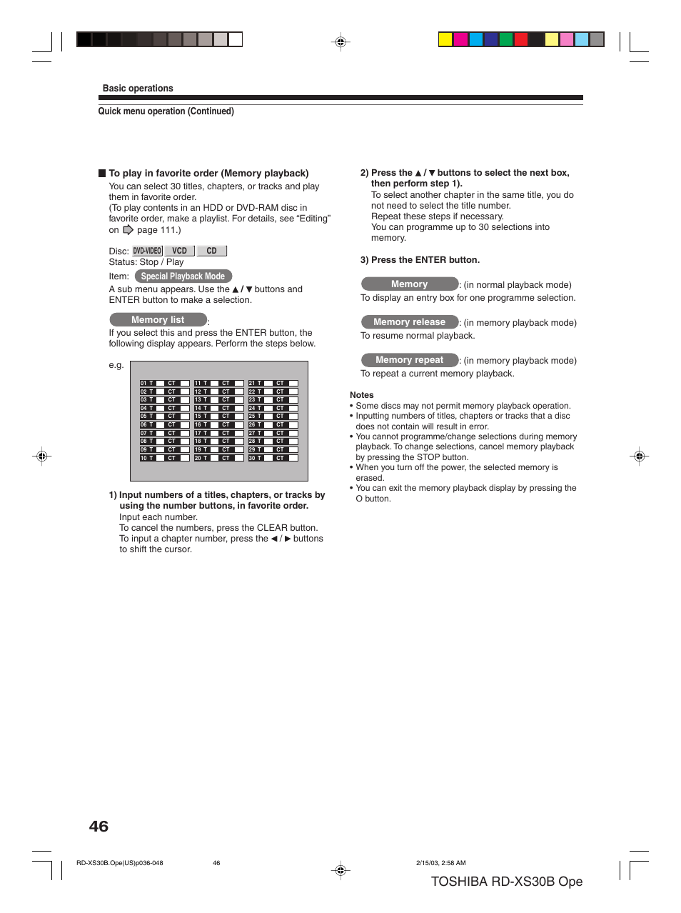 Toshiba rd-xs30b ope | Toshiba RD-XS30B User Manual | Page 46 / 60