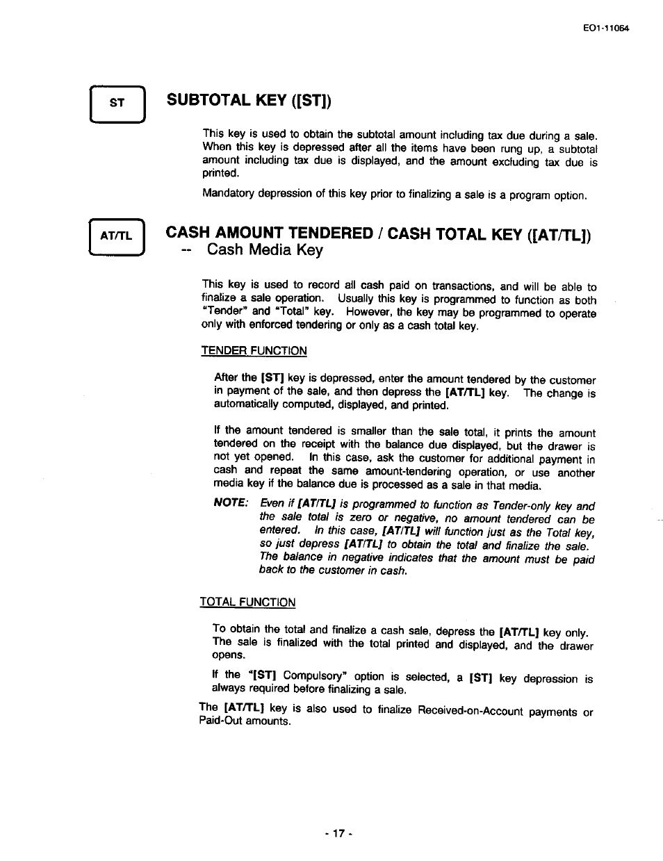 Subtotal key ([st]), J - cash media key | Toshiba TEC MA-1300 User Manual | Page 21 / 98