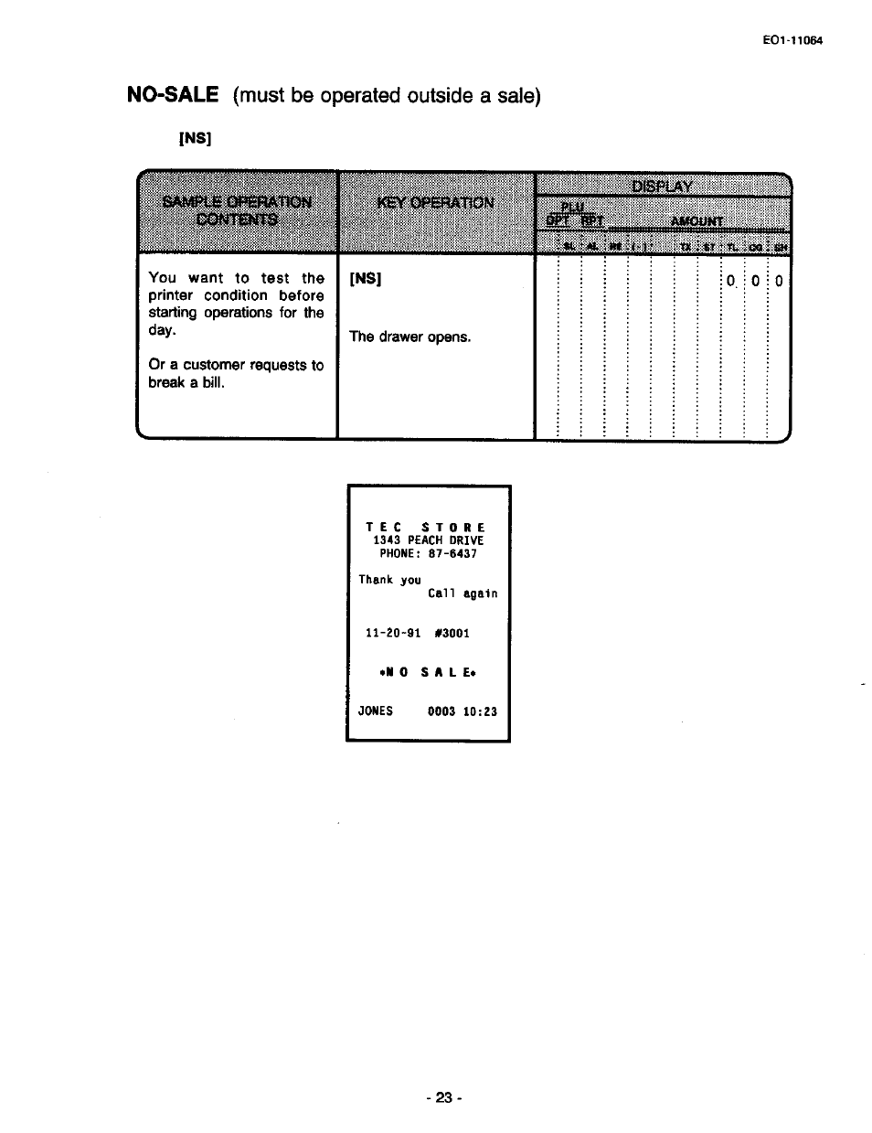 No-sale, Must be operated outside a sale) | Toshiba TEC MA-1300 User Manual | Page 27 / 98