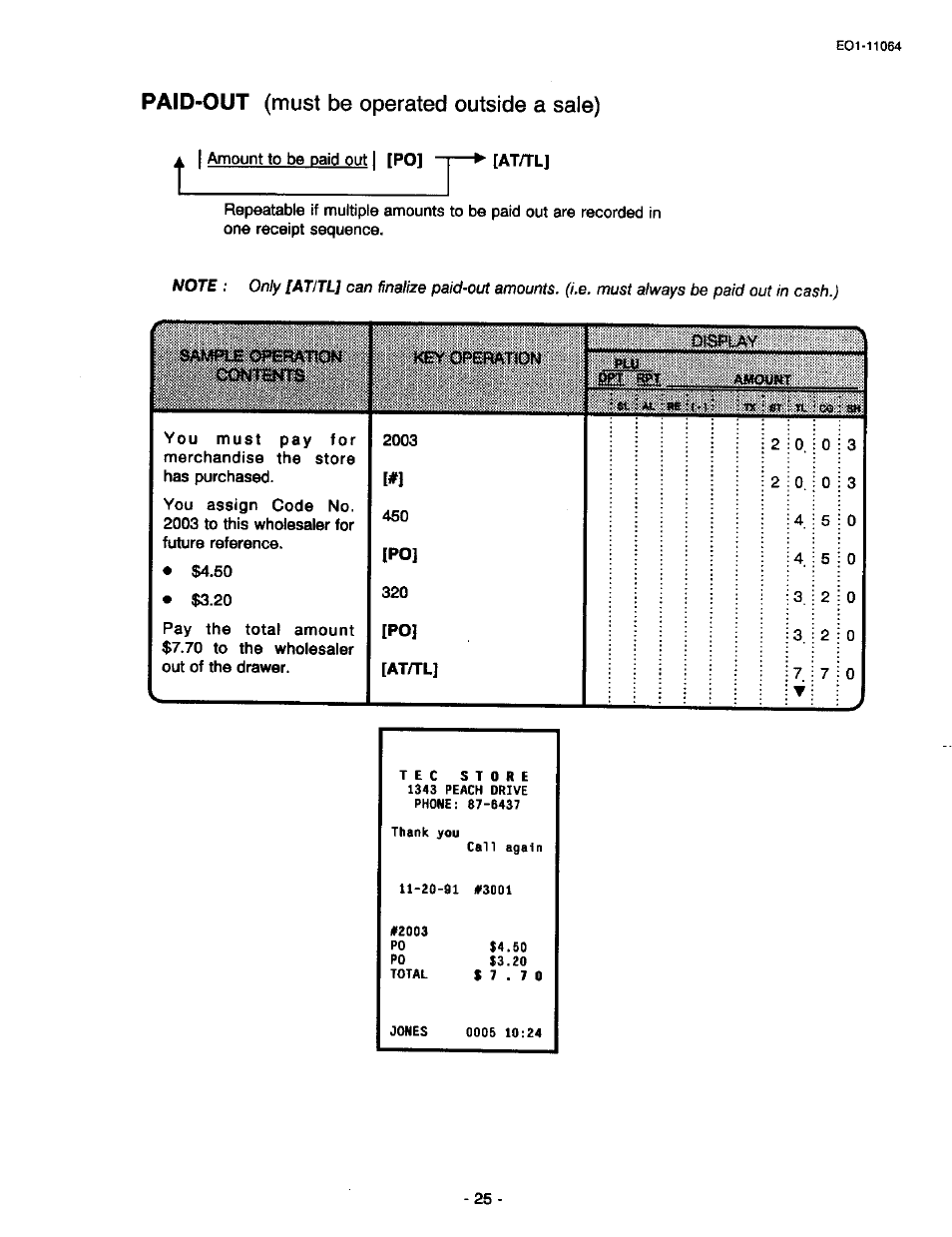 Paid-out (must be operated outside a sale) | Toshiba TEC MA-1300 User Manual | Page 29 / 98