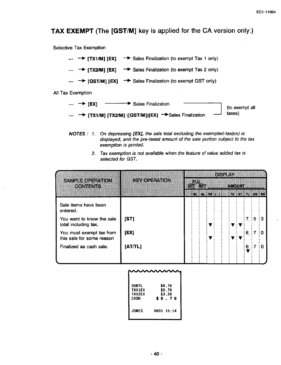 Tx1/m] [ex] -- “► [tx2/m] [ex] -- -► [gst/m] [ex, Tx1/m] [tx2/m] ([gst/m])[ex] “►sales finalization, At/tl | Toshiba TEC MA-1300 User Manual | Page 44 / 98