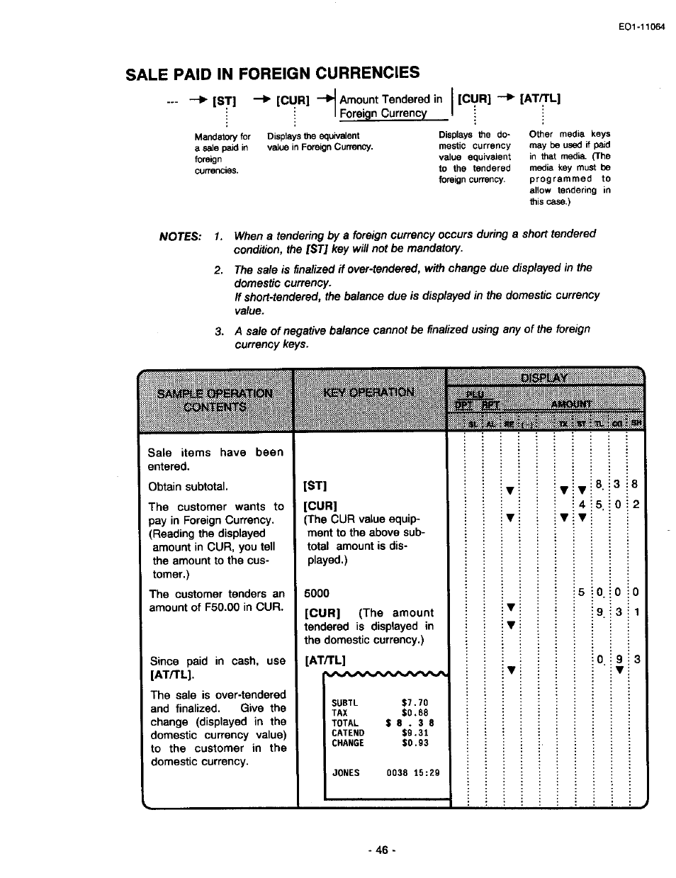 Sale paid in foreign currencies, Cur] [at/tl, At/tl | Toshiba TEC MA-1300 User Manual | Page 50 / 98