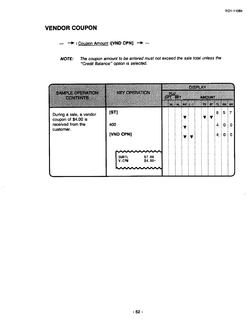 Vendor coupon, Vnd cpn, Vndcpn | Toshiba TEC MA-1300 User Manual | Page 56 / 98