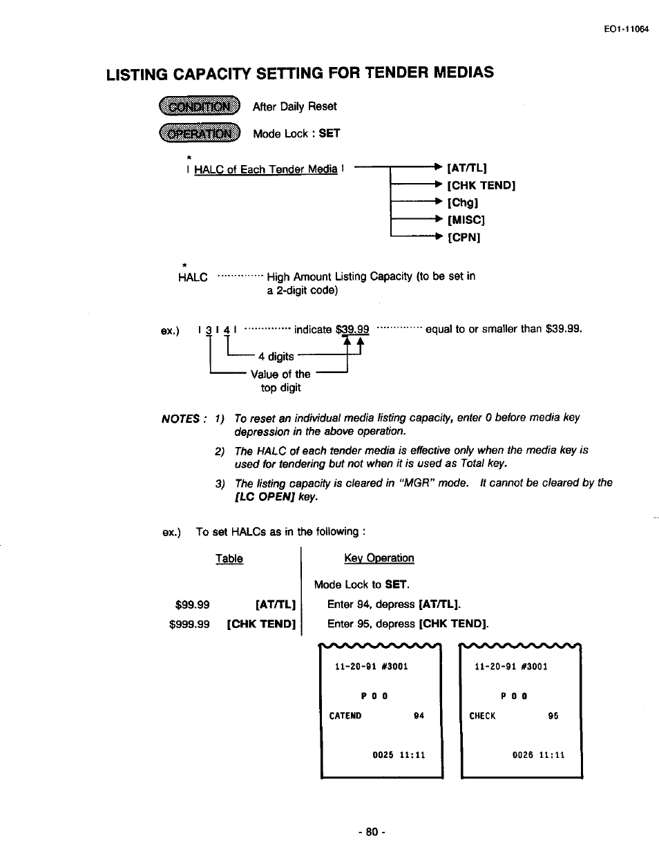 Listing capacity setting for tender medias | Toshiba TEC MA-1300 User Manual | Page 84 / 98