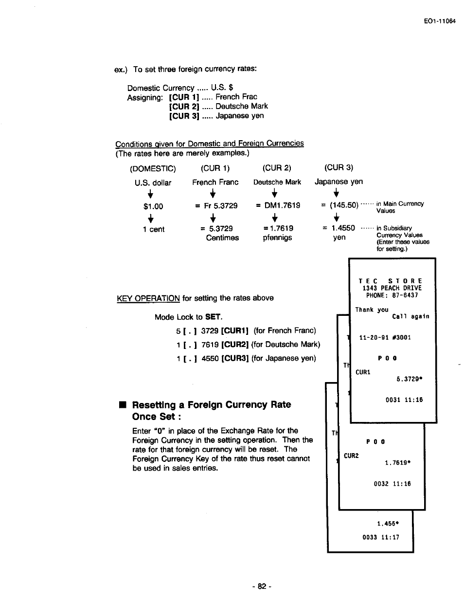 Resetting a foreign currency rate once set | Toshiba TEC MA-1300 User Manual | Page 86 / 98