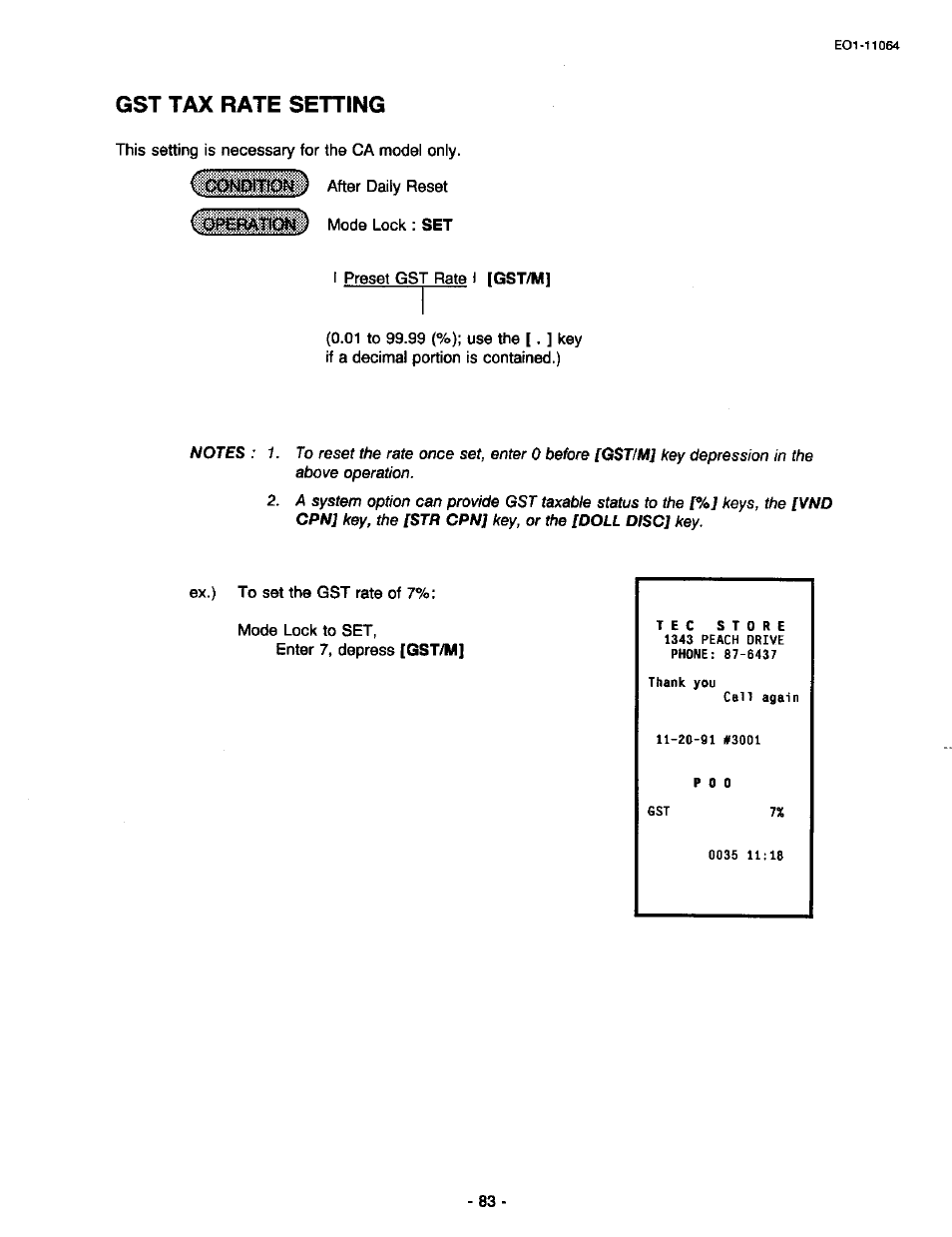 Gst tax rate setting | Toshiba TEC MA-1300 User Manual | Page 87 / 98