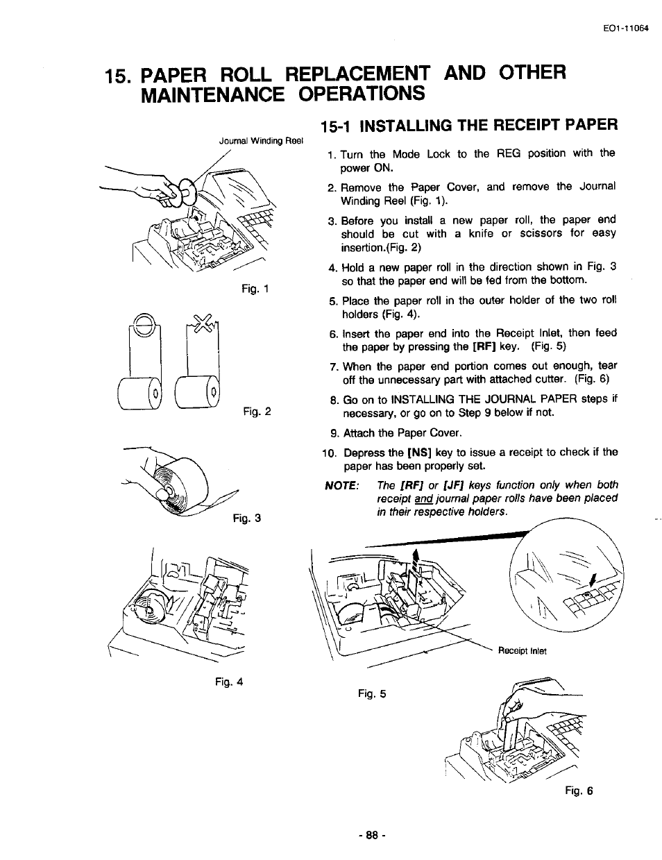 1 installing the receipt paper | Toshiba TEC MA-1300 User Manual | Page 92 / 98