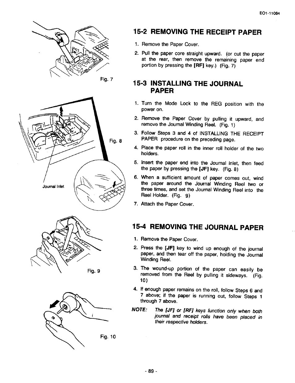 2 removing the receipt paper, 3 installing the journal paper, 4 removing the journal paper | Toshiba TEC MA-1300 User Manual | Page 93 / 98