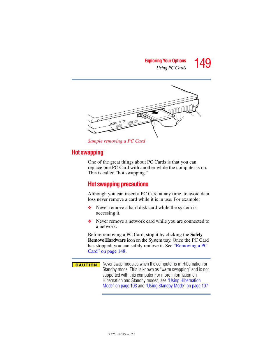 Hot swapping | Toshiba SATELLITE M30X User Manual | Page 149 / 231