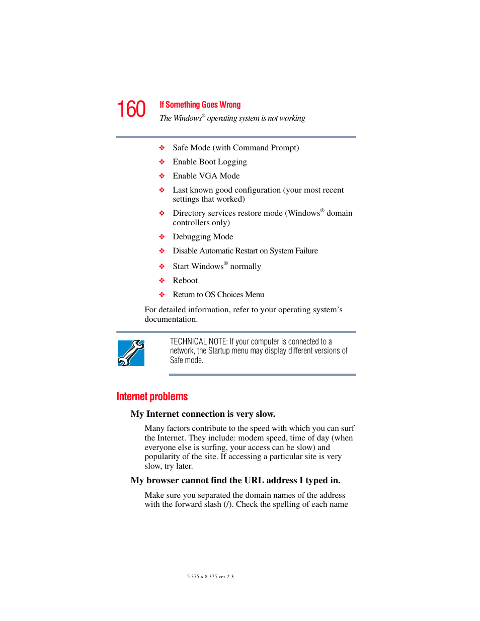 Internet problems | Toshiba SATELLITE M30X User Manual | Page 160 / 231