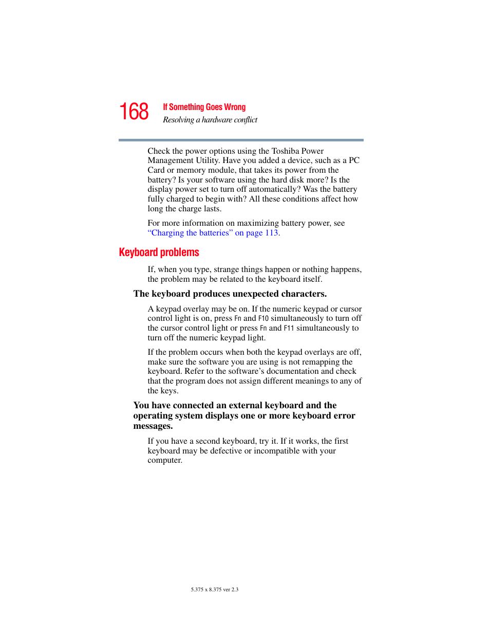 Keyboard problems | Toshiba SATELLITE M30X User Manual | Page 168 / 231