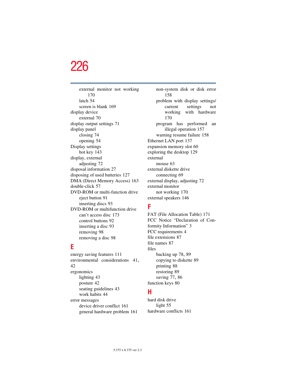 Toshiba SATELLITE M30X User Manual | Page 226 / 231