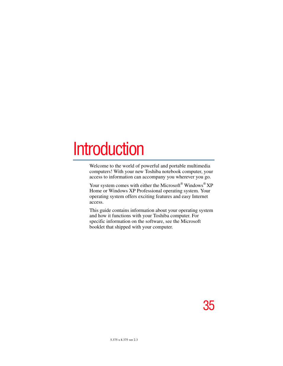 Introduction | Toshiba SATELLITE M30X User Manual | Page 35 / 231
