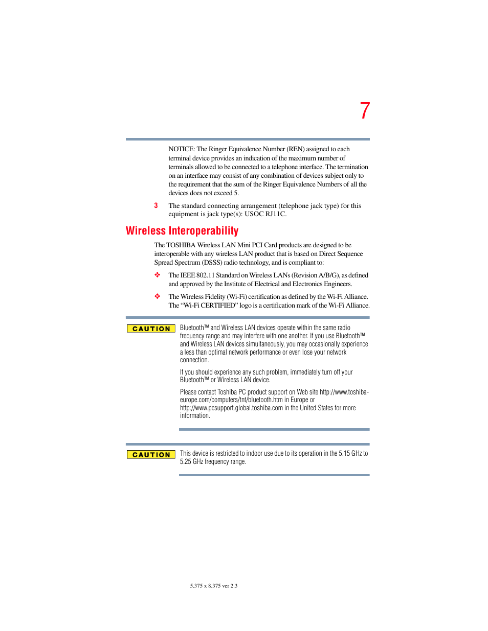 Wireless interoperability | Toshiba SATELLITE M30X User Manual | Page 7 / 231