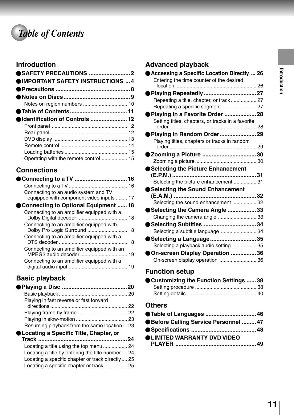 Toshiba SD-2710 User Manual | Page 11 / 50