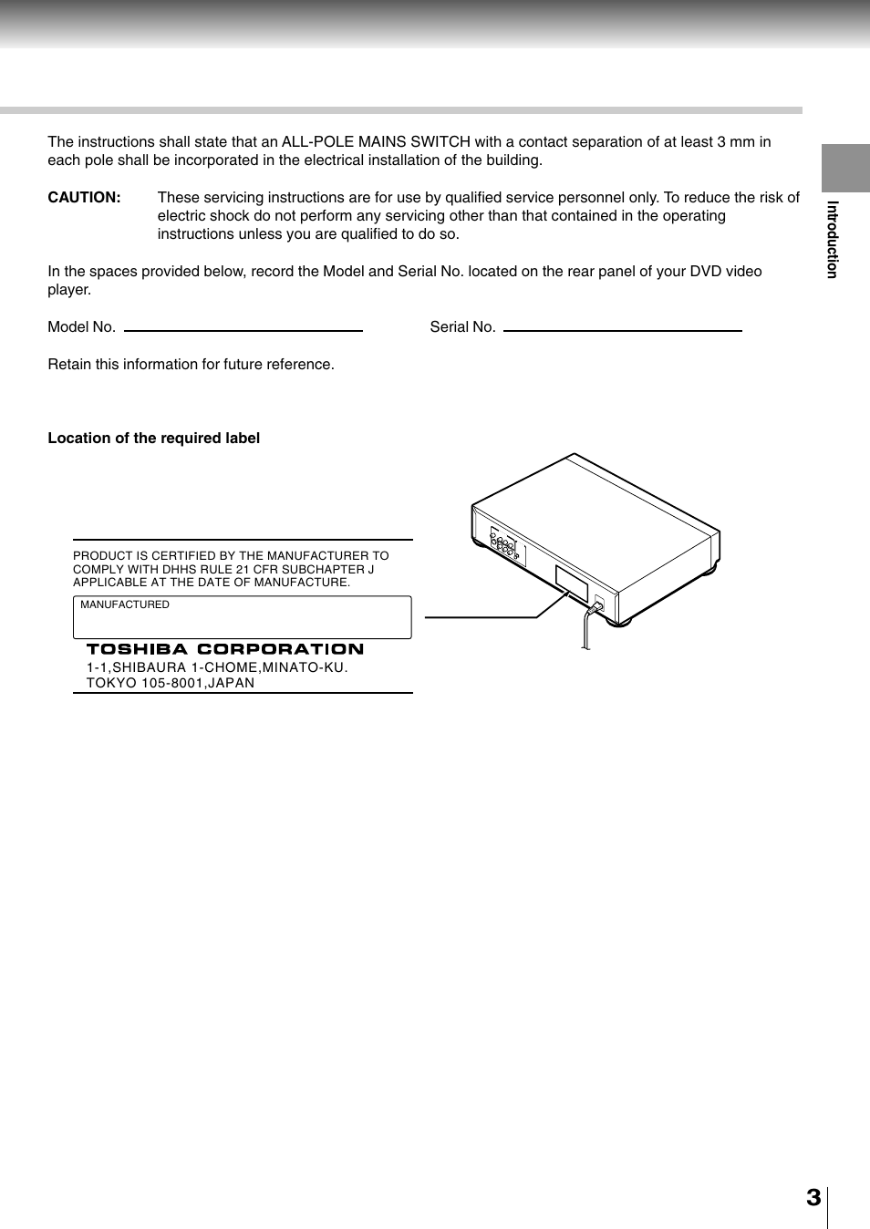 Toshiba SD-2710 User Manual | Page 3 / 50