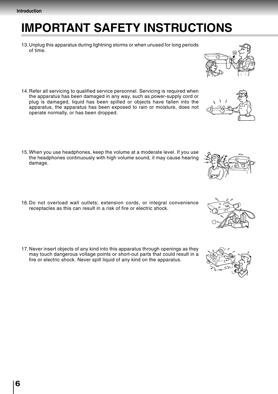 Important safety instructions | Toshiba SD-2710 User Manual | Page 6 / 50