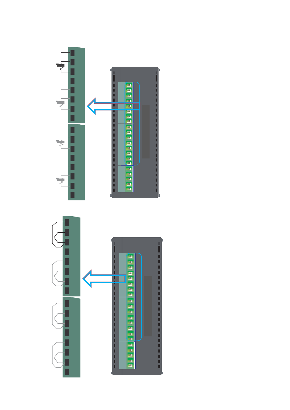 3 wire rtd, Rtd input connection diagram, Thermocouple input connection diagram | Toshiba Programmable Logic Controller V200 User Manual | Page 59 / 140
