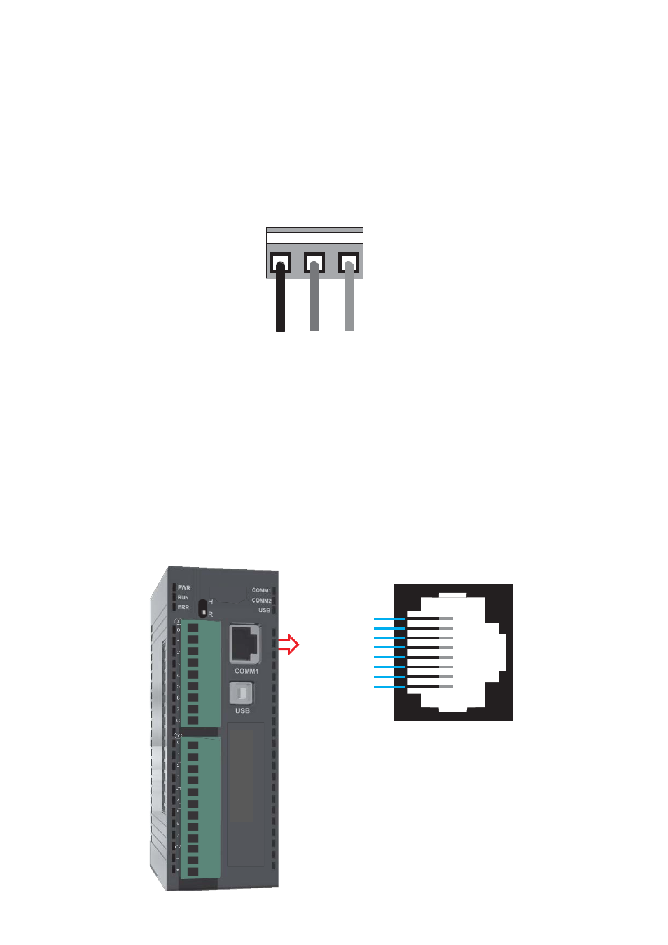 7 wiring diagram, 8 communication ports, Wiring diagram | Communications ports | Toshiba Programmable Logic Controller V200 User Manual | Page 69 / 140