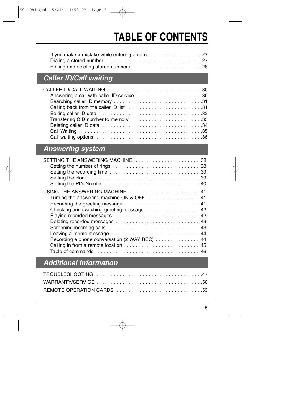 Toshiba SG-1981 User Manual | Page 5 / 55