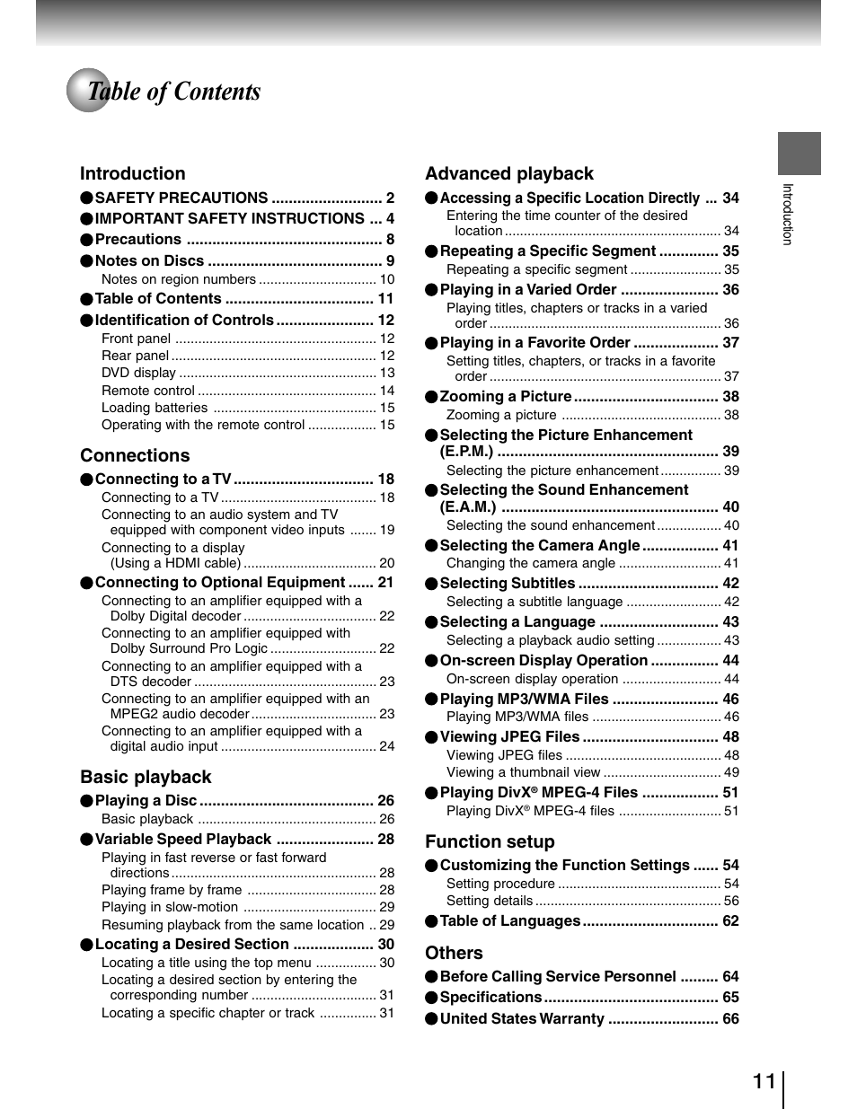 Toshiba SD-4980SU User Manual | Page 11 / 73