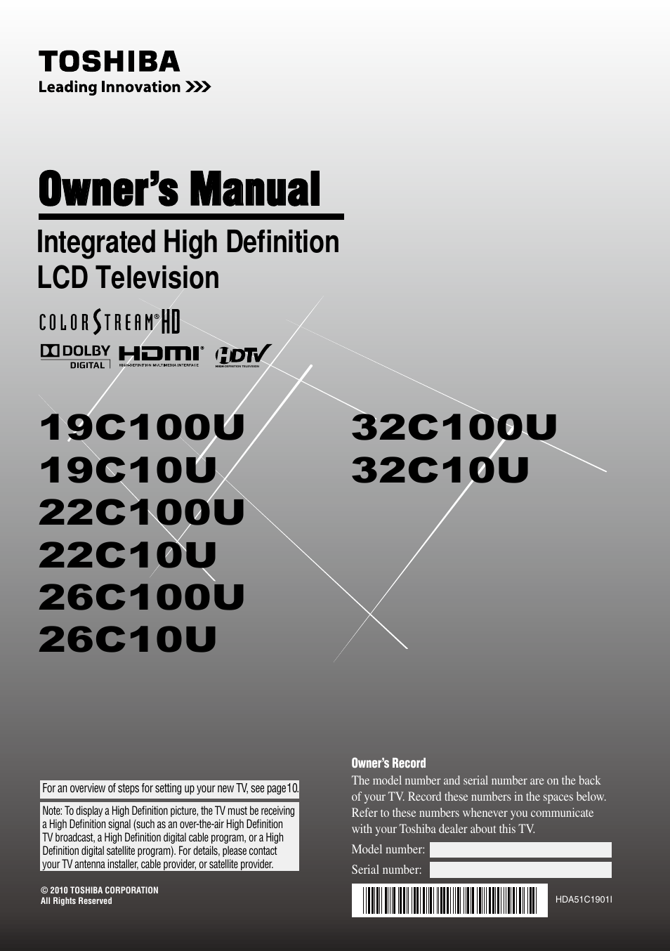 Toshiba 19C100U User Manual | 62 pages