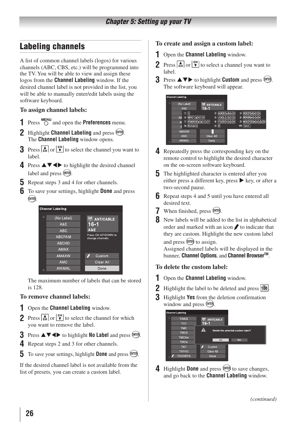 Labeling channels | Toshiba 19C100U User Manual | Page 26 / 62