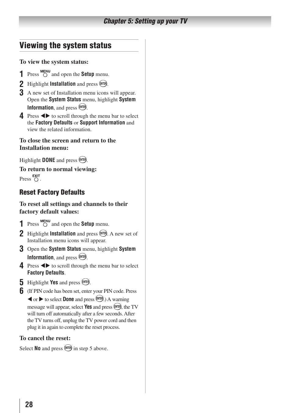 Viewing the system status | Toshiba 19C100U User Manual | Page 28 / 62