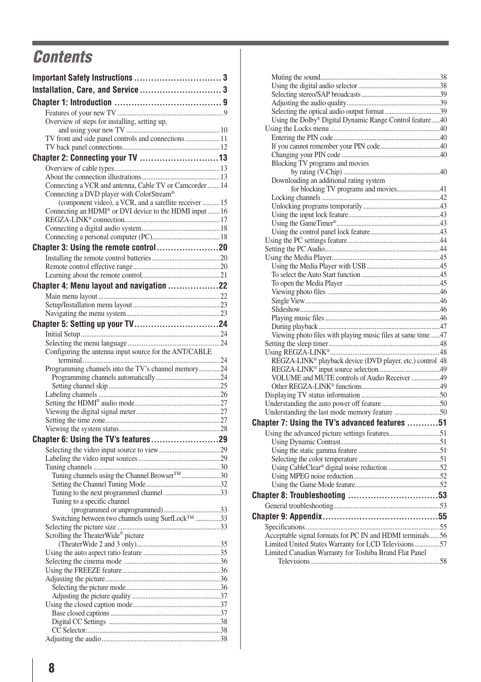 Toshiba 19C100U User Manual | Page 8 / 62