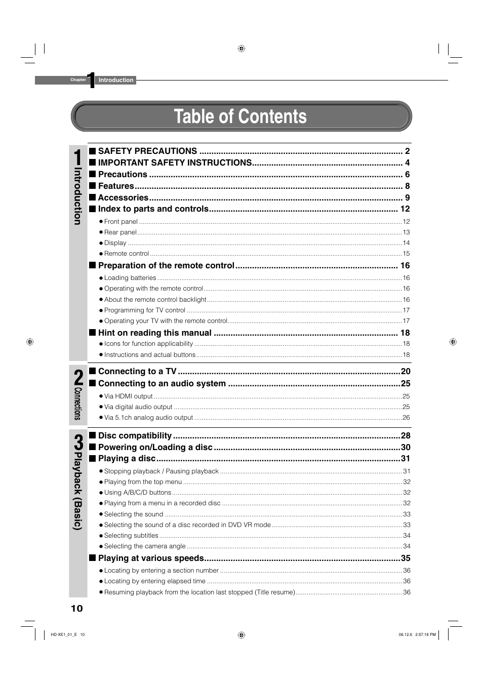 Toshiba HD-XE1 User Manual | Page 10 / 76