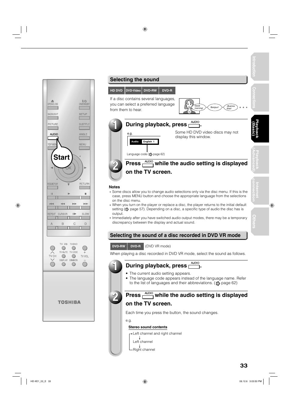 Start | Toshiba HD-XE1 User Manual | Page 33 / 76