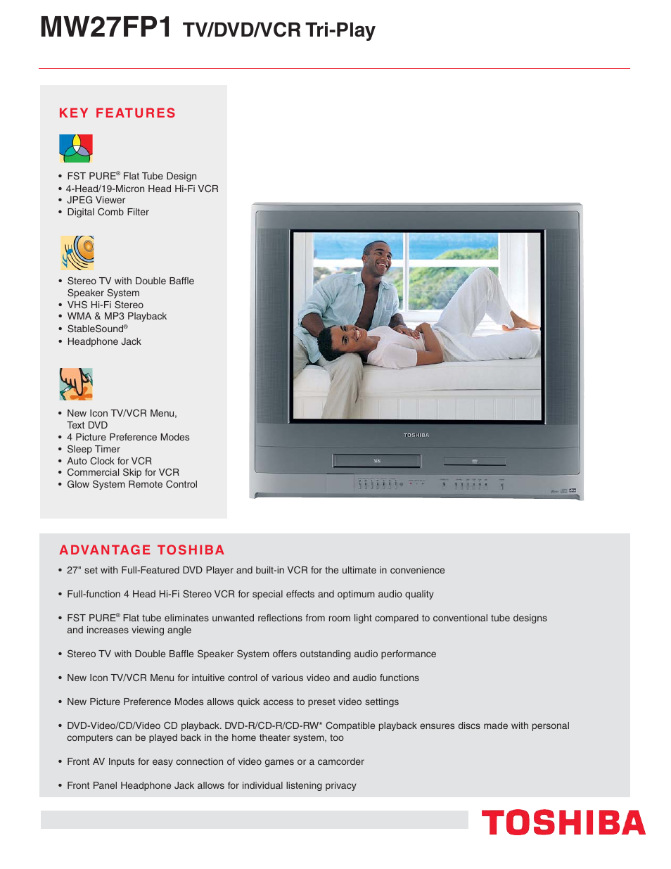 Toshiba MW 27FP1 User Manual | 2 pages