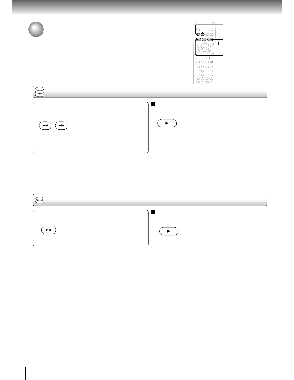 Playing a disc (continued), Playing in fast reverse or fast forward directions, Playing frame by frame | Toshiba SD-1700 User Manual | Page 22 / 51