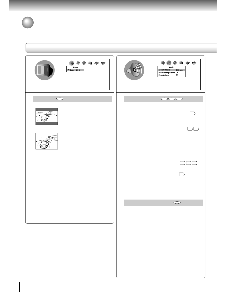 Customizing the function settings (continued), Setting details, Tv shape | Audio out select, Dynamic range control | Toshiba SD-1700 User Manual | Page 40 / 51