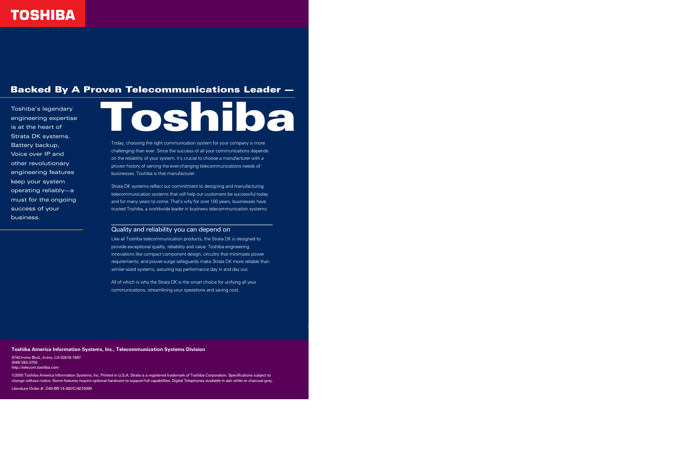 Toshiba | Toshiba DK14 User Manual | Page 12 / 12