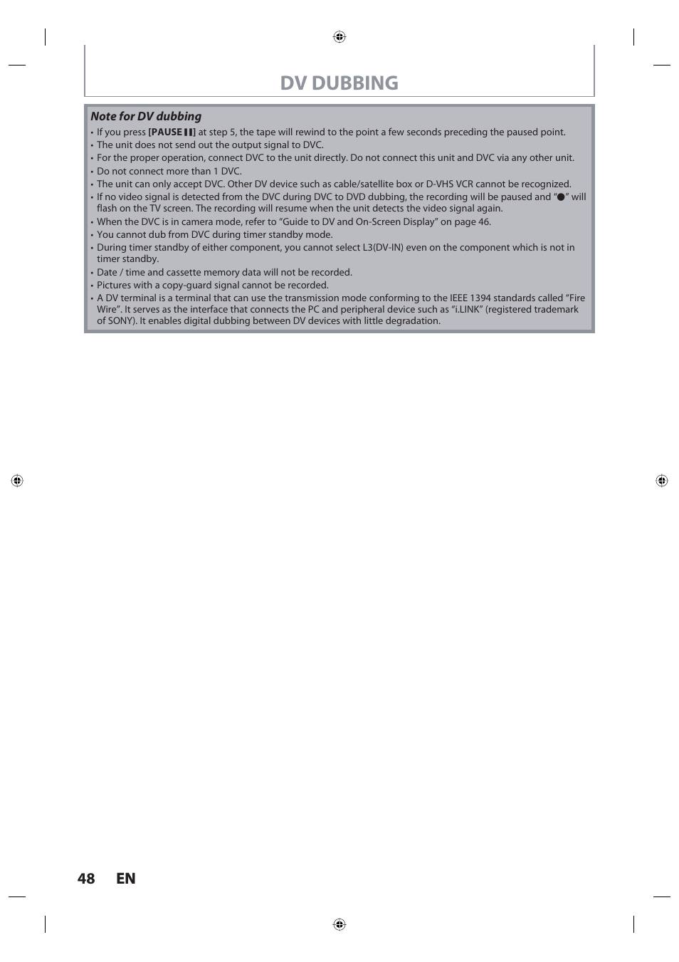 Dv dubbing, 48 en 48 en | Toshiba DR420KU User Manual | Page 48 / 103