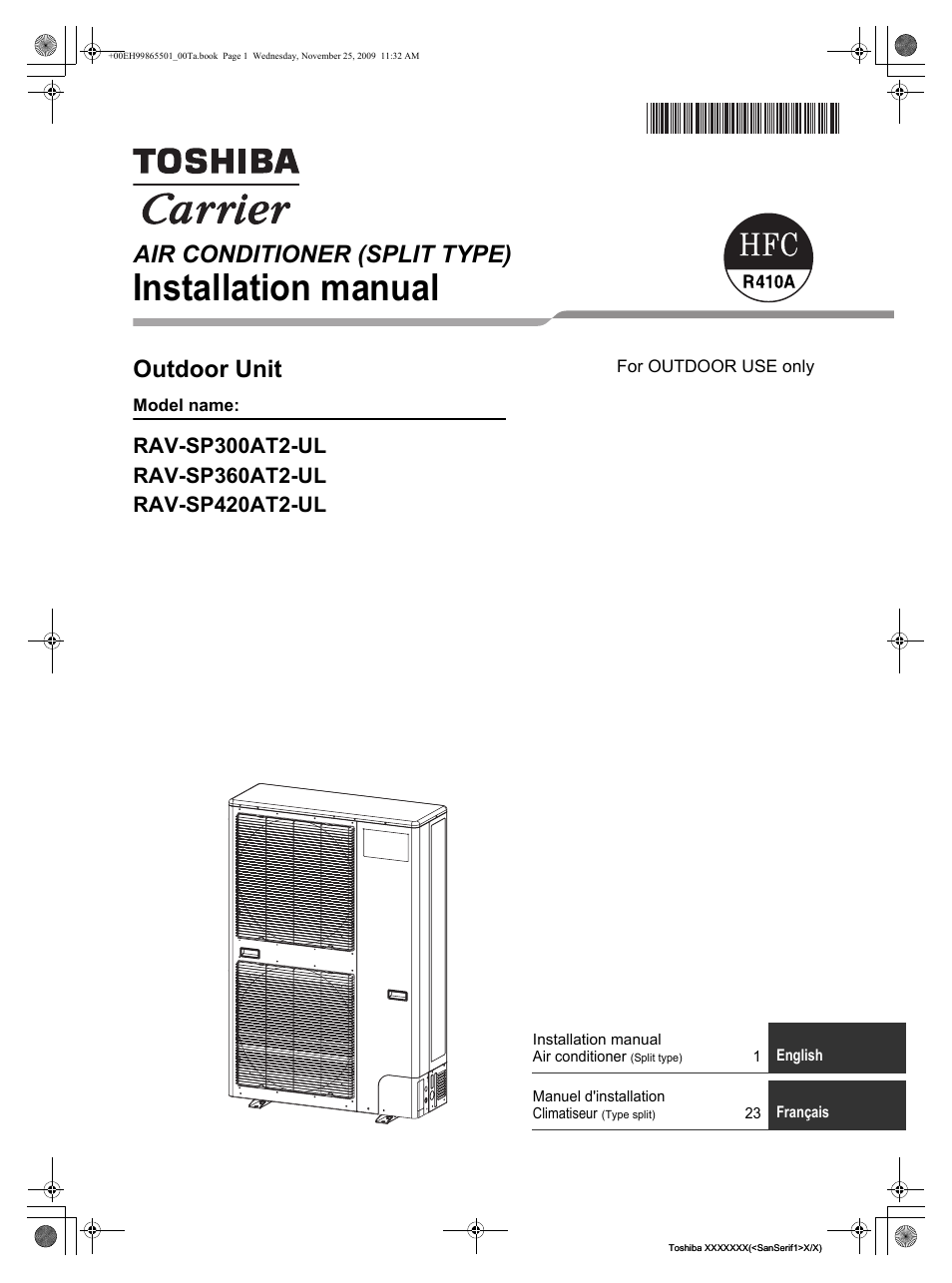 Toshiba CARRIER RAV-SP360AT2-UL User Manual | 24 pages